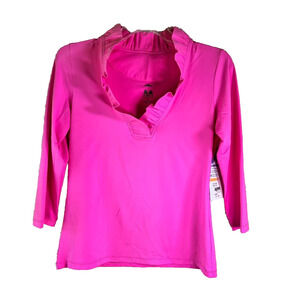 Kenny Dana‎ 3/4 Sleeve Portrait Collar Top Hot Pink Size XS UPF50 NWT